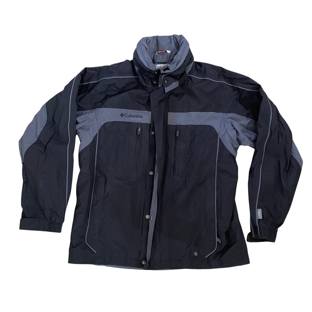 Columbia Vertex Interchange Jacket‎ Mens Medium Black Gray Hooded Shell Coat